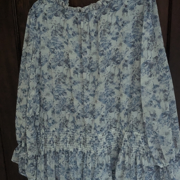 Standards & Practices Blue Floral Long Sleeve Cottagecore Maxi Dress Size 24 - Picture 6 of 11